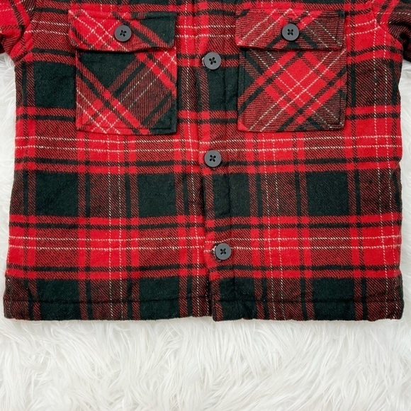 Zara Kids Toddler Plaid Red Button Down Pockets Faux Flannel Jacket Sz 2-3 Yrs - Picture 5 of 14